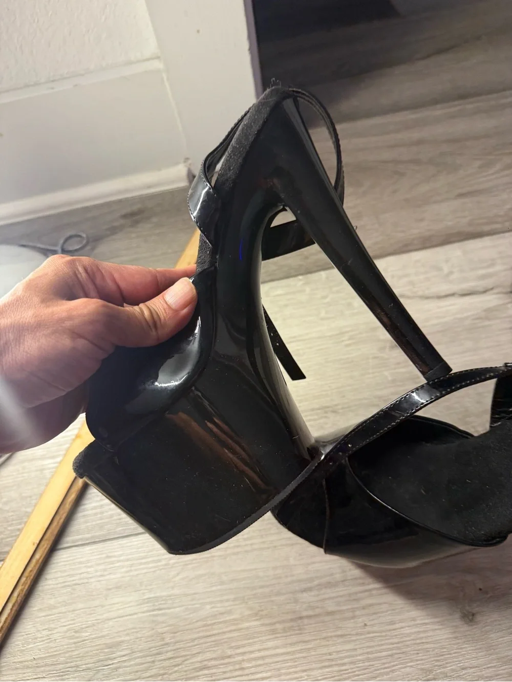 PLEASER US 9 high heels dancing Black Patent High Heel Platform Sandals